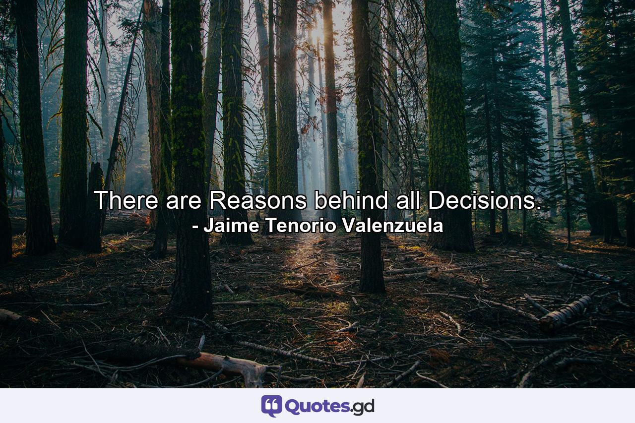 There are Reasons behind all Decisions. - Quote by Jaime Tenorio Valenzuela