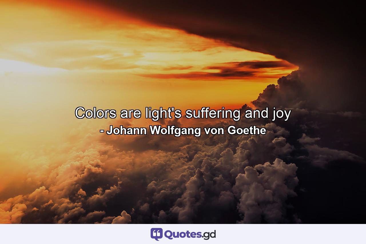 Colors are light's suffering and joy - Quote by Johann Wolfgang von Goethe