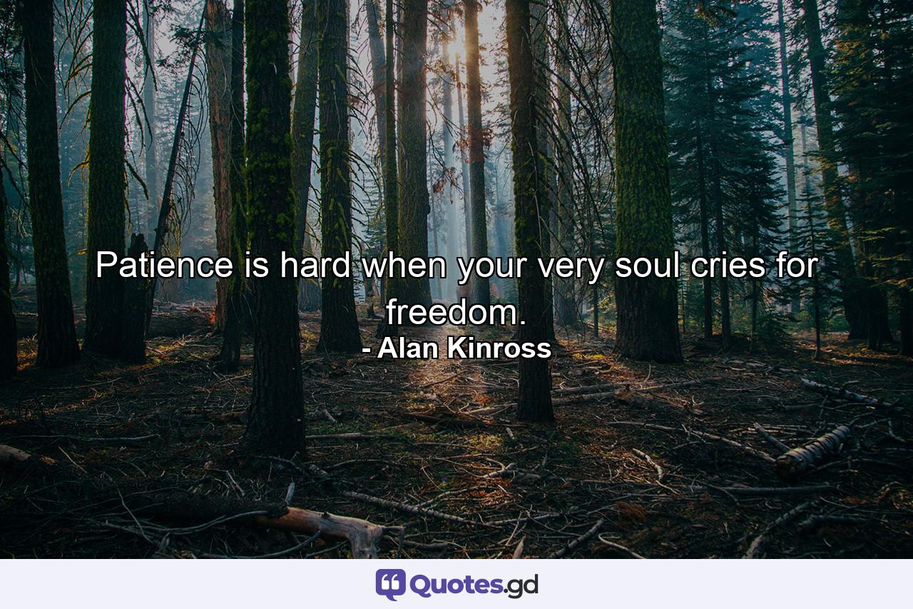 Patience is hard when your very soul cries for freedom. - Quote by Alan Kinross