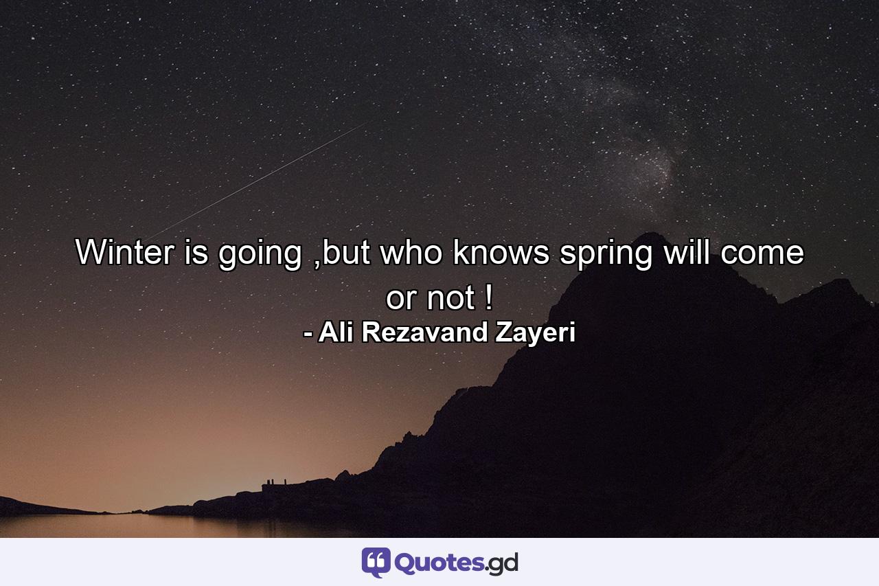 Winter is going ,but who knows spring will come or not ! - Quote by Ali Rezavand Zayeri