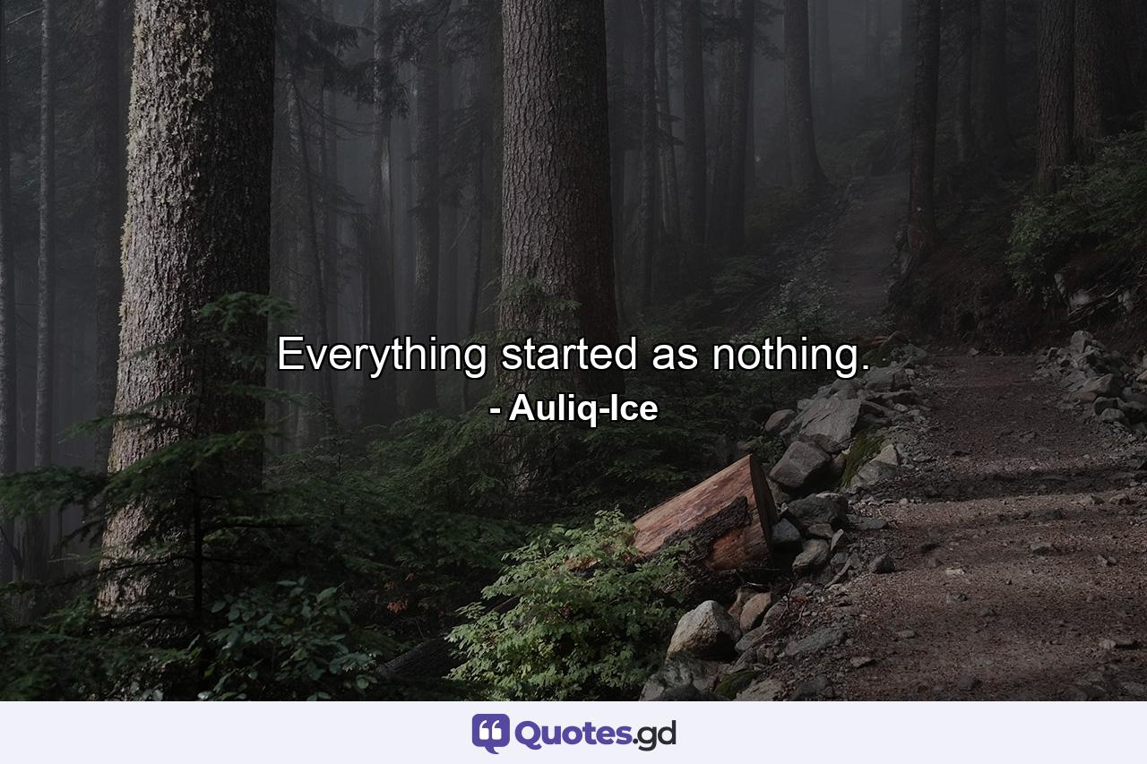 Everything started as nothing. - Quote by Auliq-Ice