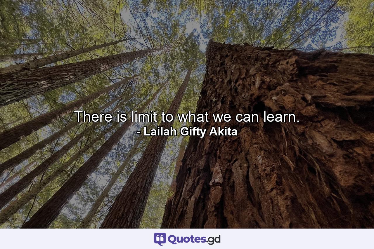 There is limit to what we can learn. - Quote by Lailah Gifty Akita