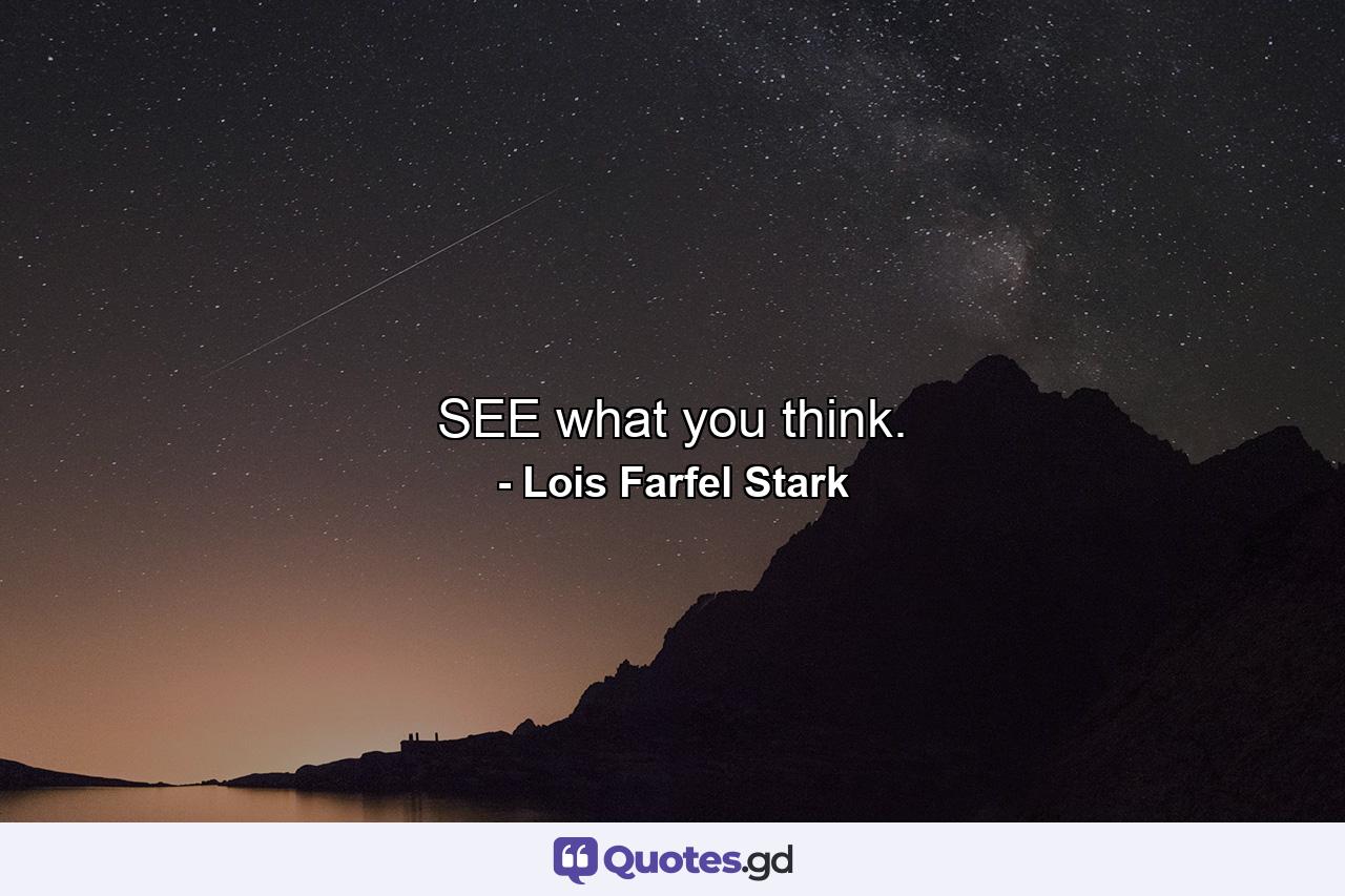 SEE what you think. - Quote by Lois Farfel Stark