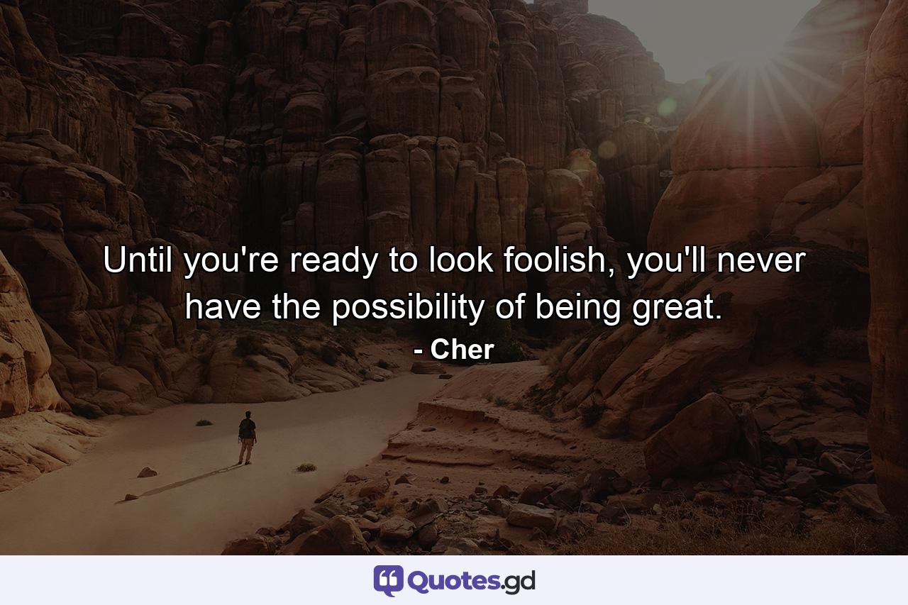 Until you're ready to look foolish, you'll never have the possibility of being great. - Quote by Cher