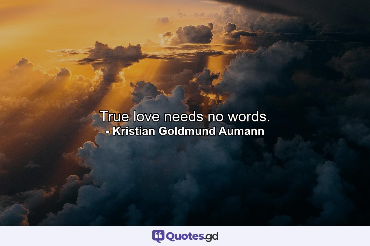 True love needs no words. - Quote by Kristian Goldmund Aumann