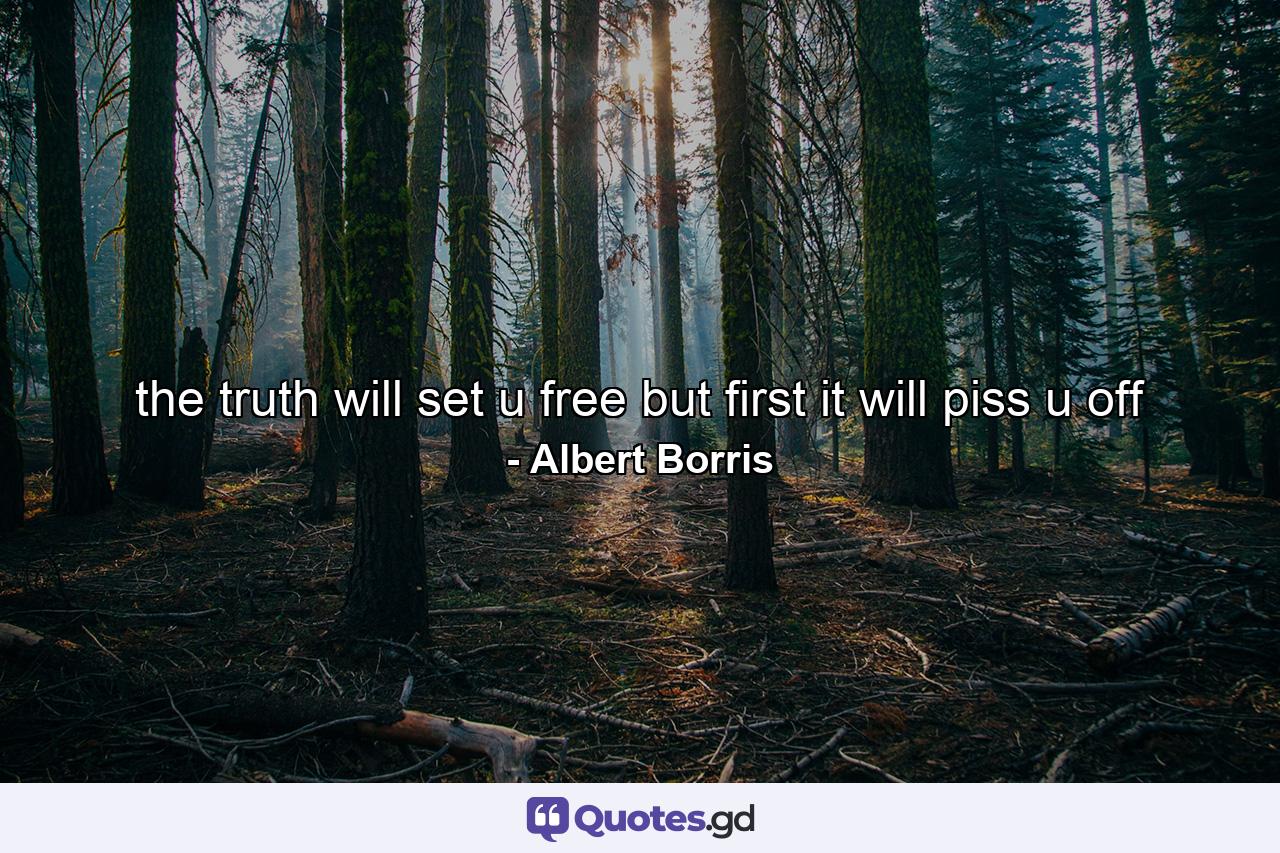 the truth will set u free but first it will piss u off - Quote by Albert Borris