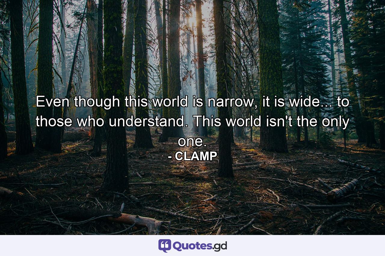 Even though this world is narrow, it is wide... to those who understand. This world isn't the only one. - Quote by CLAMP