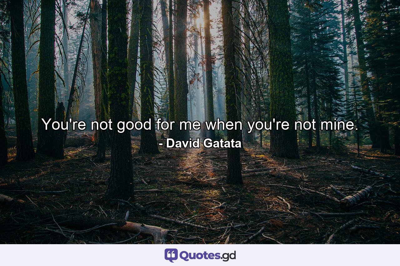 You're not good for me when you're not mine. - Quote by David Gatata