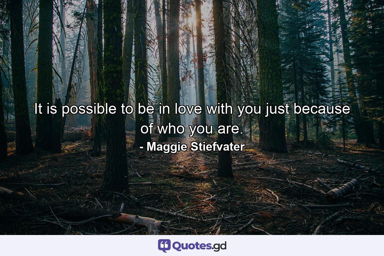 It is possible to be in love with you just because of who you are. - Quote by Maggie Stiefvater