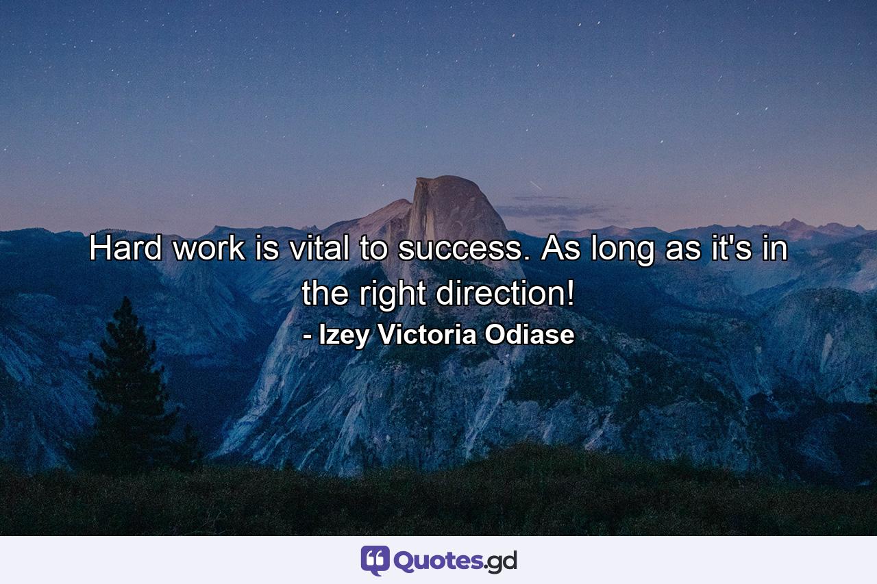 Hard work is vital to success. As long as it's in the right direction! - Quote by Izey Victoria Odiase