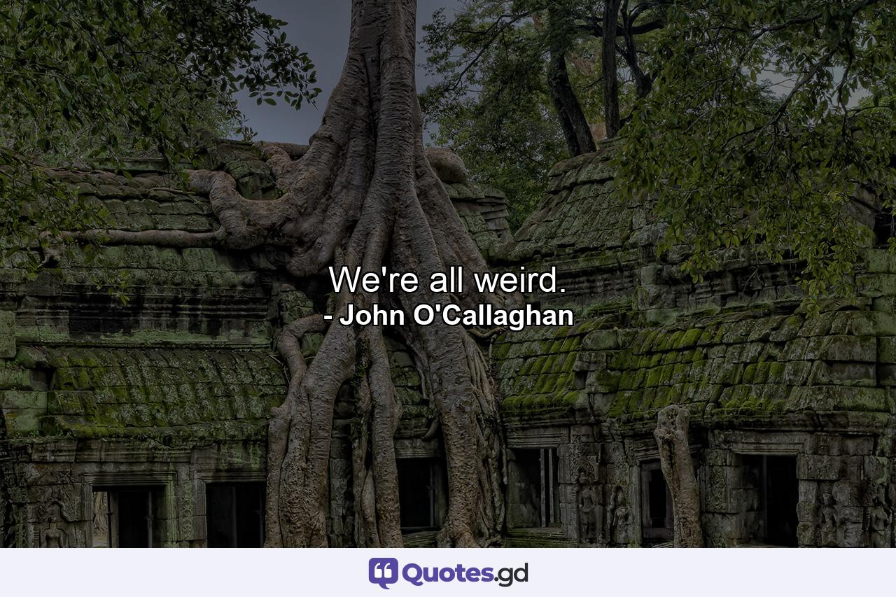 We're all weird. - Quote by John O'Callaghan