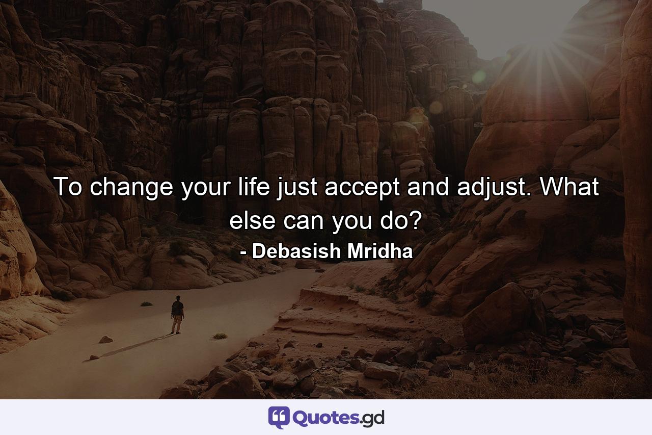 To change your life just accept and adjust. What else can you do? - Quote by Debasish Mridha