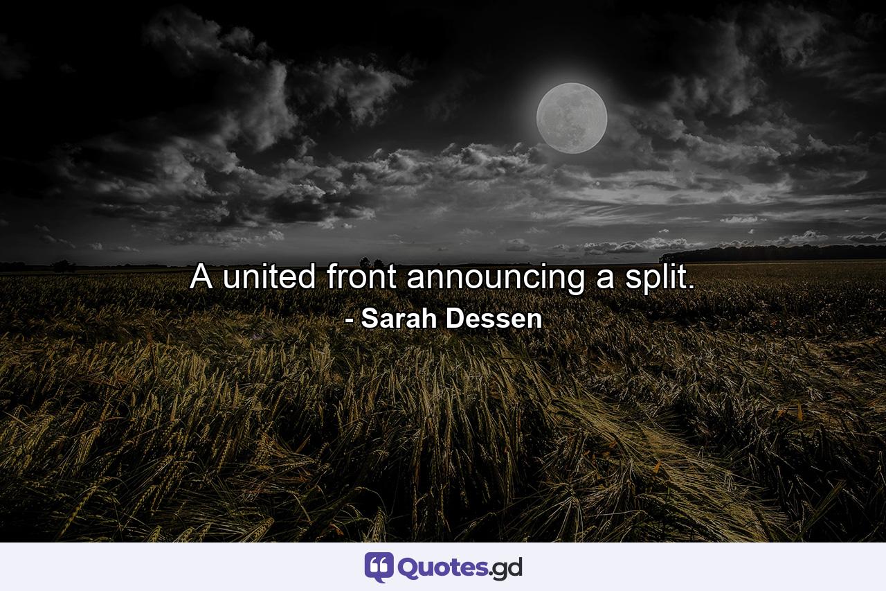 A united front announcing a split. - Quote by Sarah Dessen