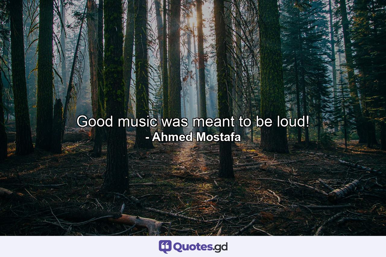 Good music was meant to be loud! - Quote by Ahmed Mostafa