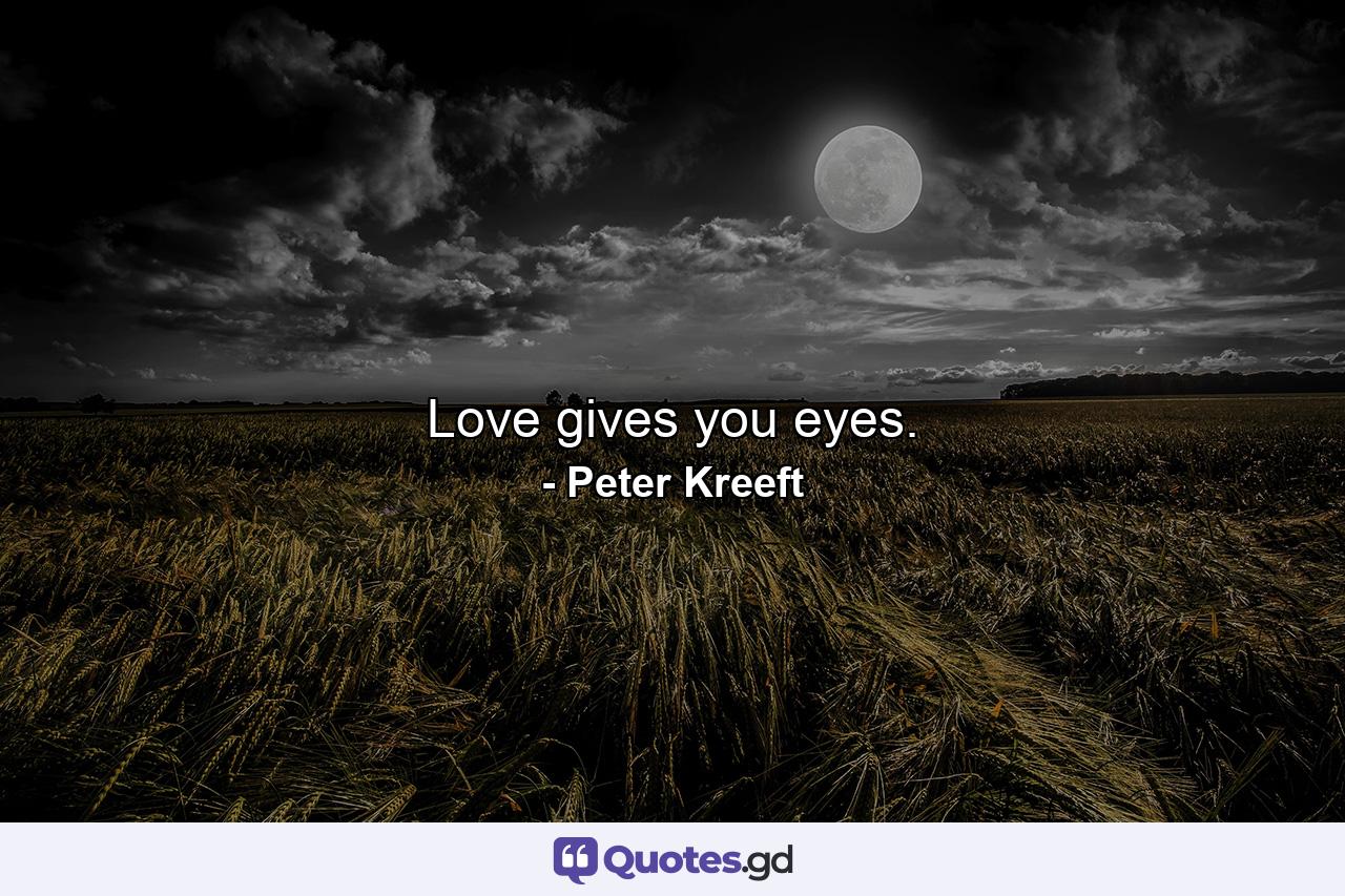 Love gives you eyes. - Quote by Peter Kreeft