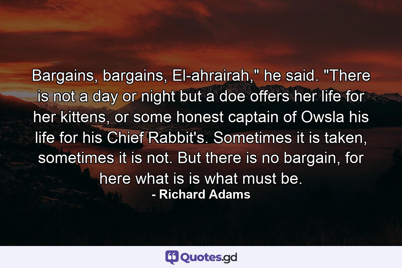 Bargains, bargains, El-ahrairah,