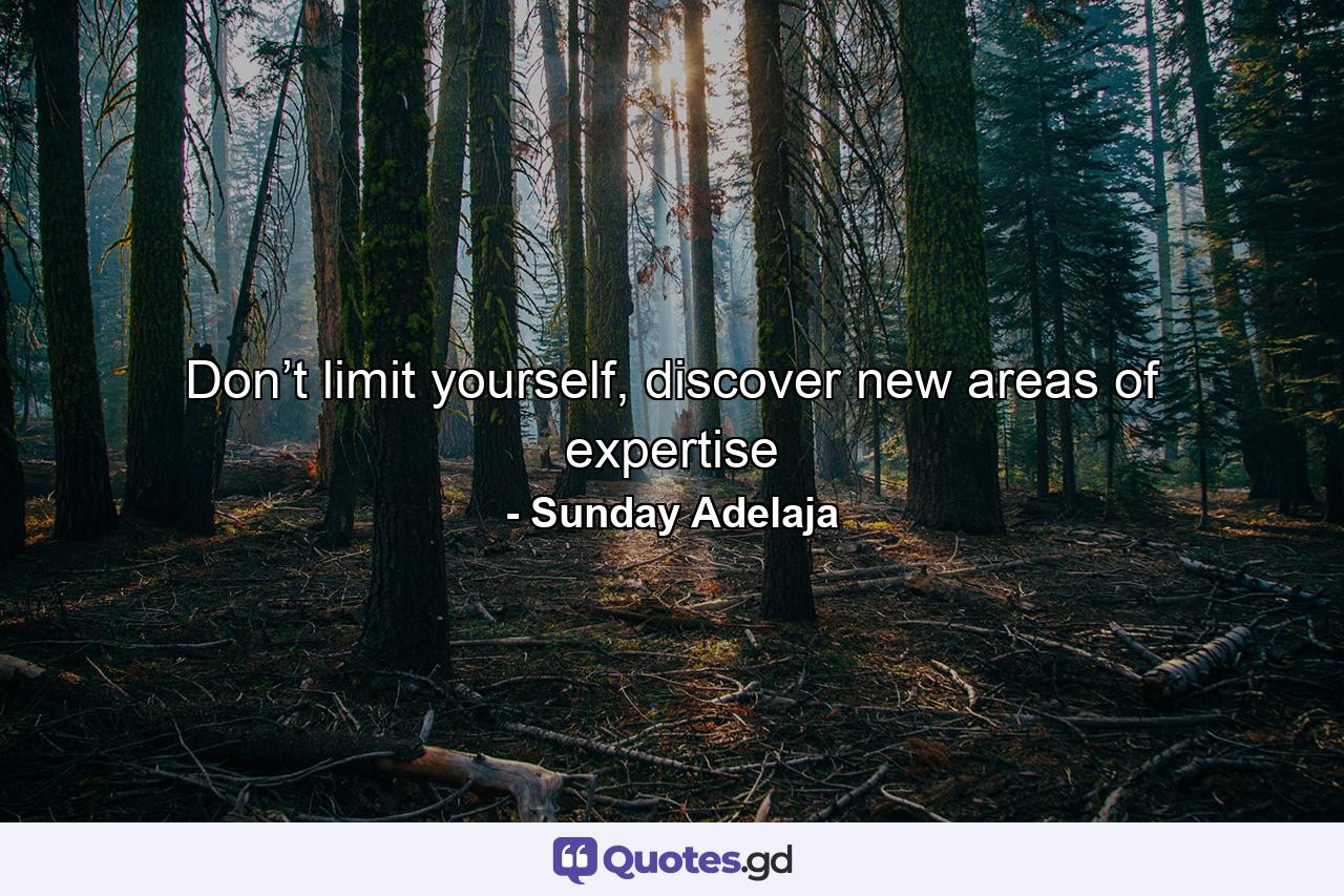 Don’t limit yourself, discover new areas of expertise - Quote by Sunday Adelaja