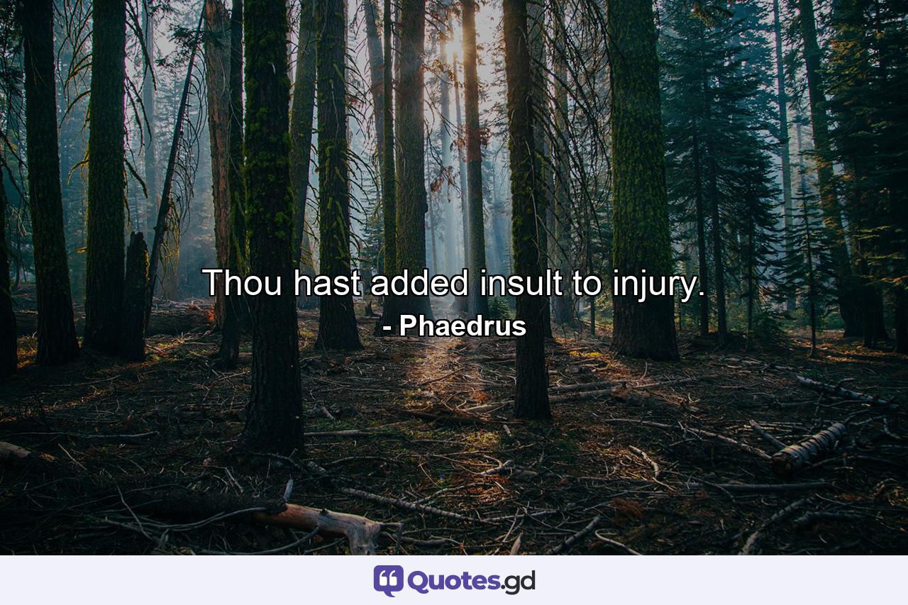 Thou hast added insult to injury. - Quote by Phaedrus