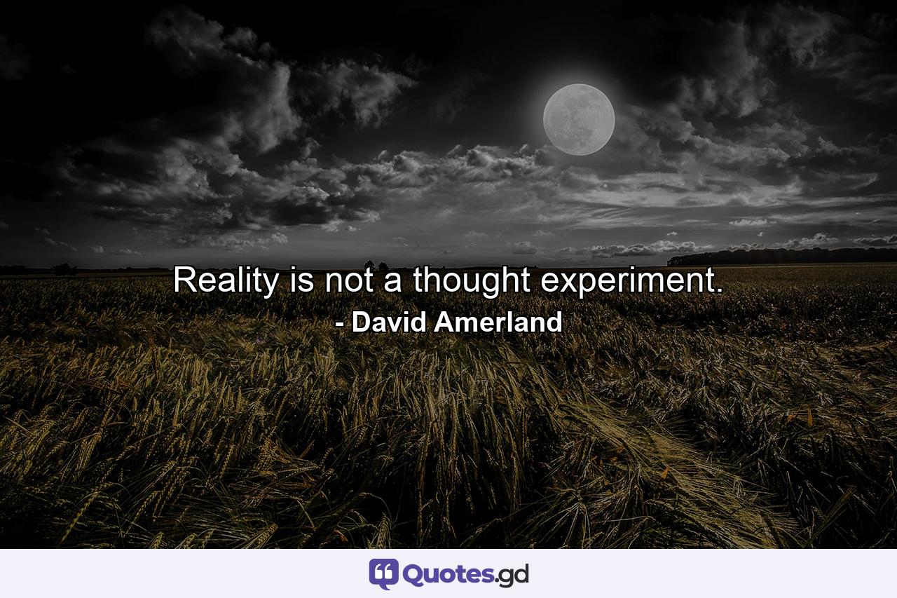 Reality is not a thought experiment. - Quote by David Amerland