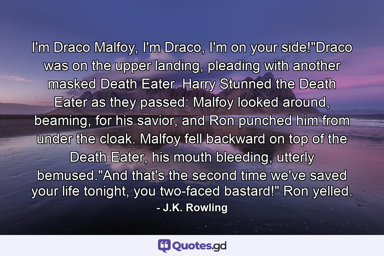 I'm Draco Malfoy, I'm Draco, I'm on your side!