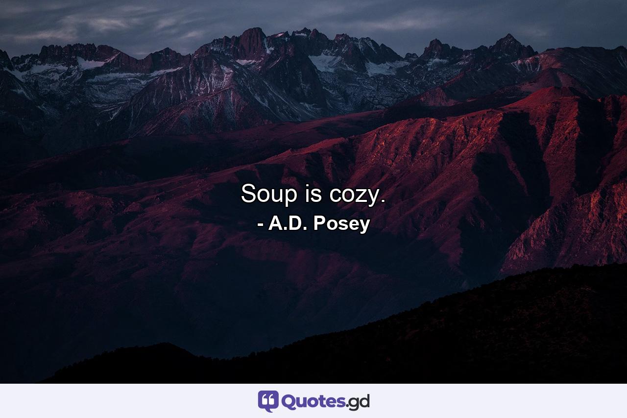 Soup is cozy. - Quote by A.D. Posey