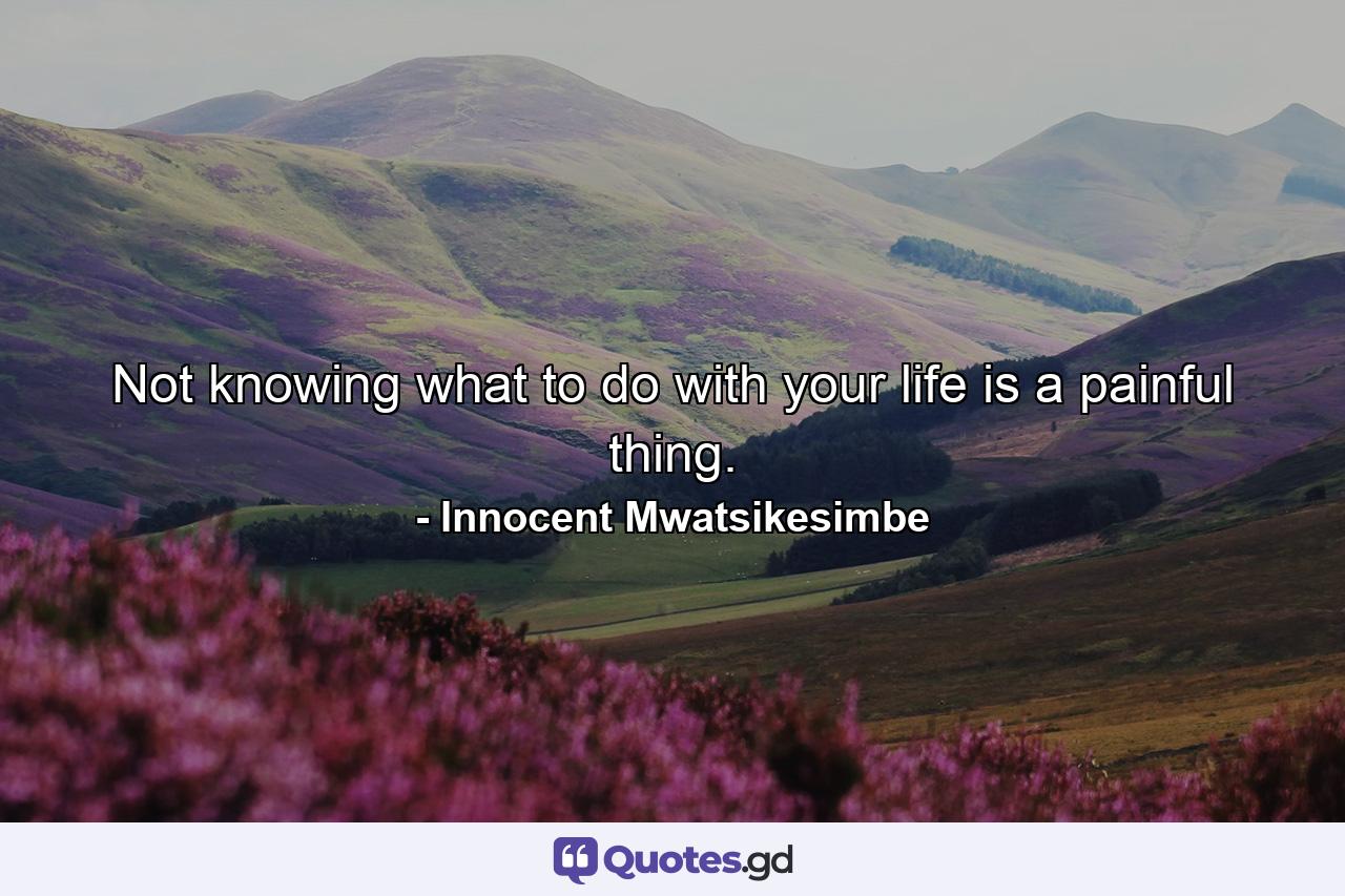 Not knowing what to do with your life is a painful thing. - Quote by Innocent Mwatsikesimbe