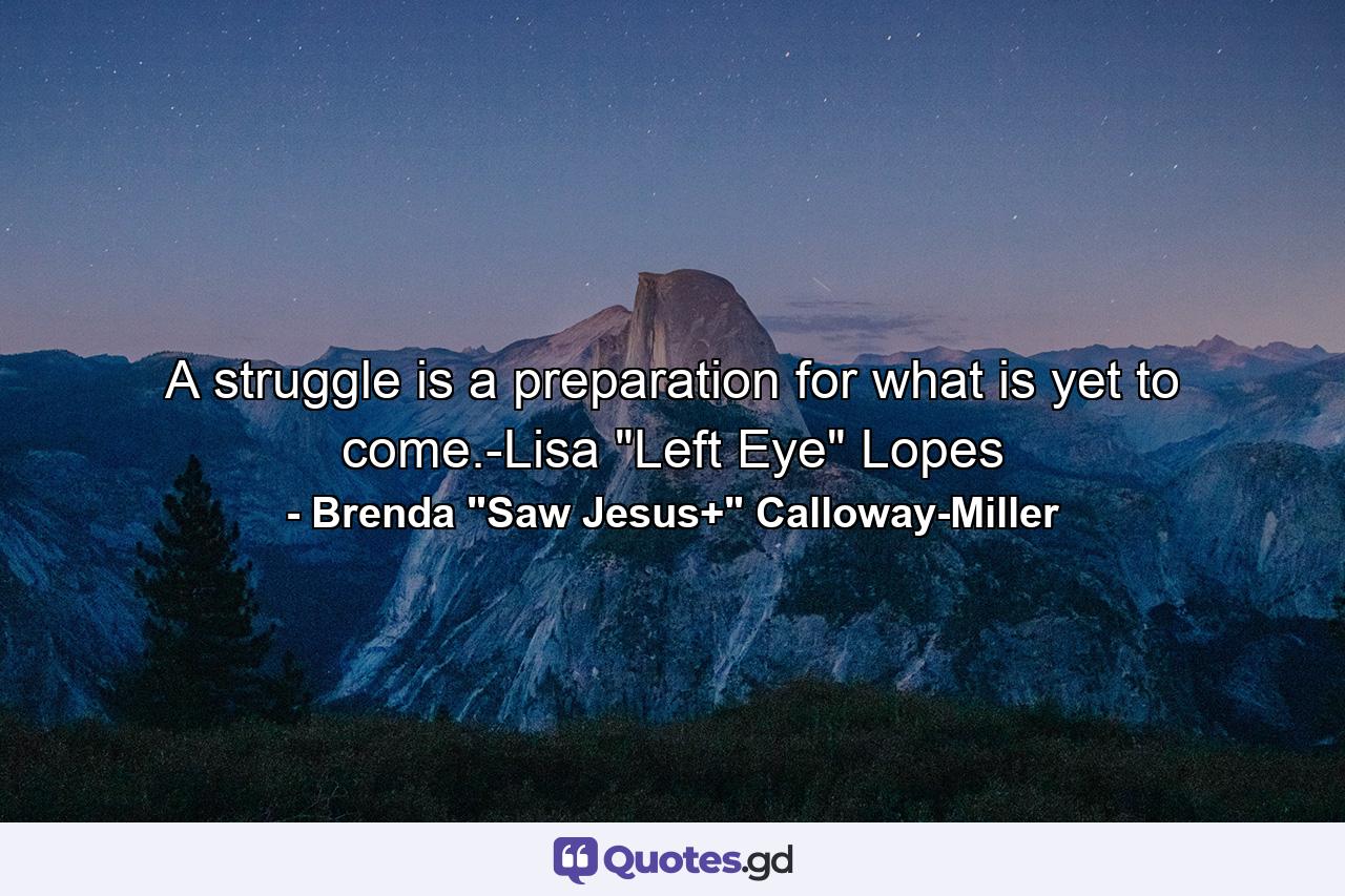 A struggle is a preparation for what is yet to come.-Lisa 