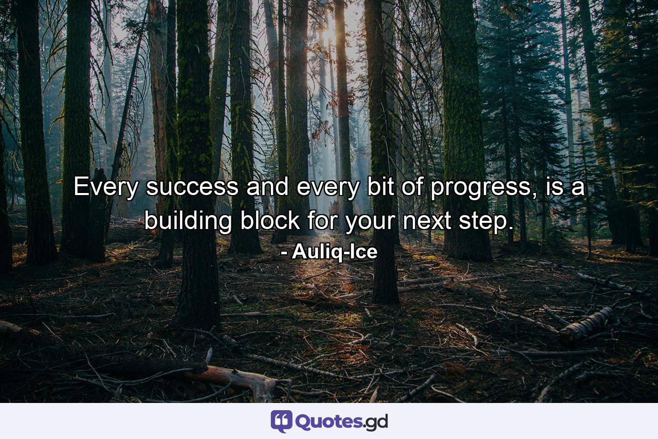 Every success and every bit of progress, is a building block for your next step. - Quote by Auliq-Ice