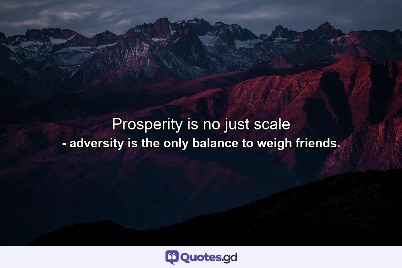 Prosperity is no just scale - Quote by adversity is the only balance to weigh friends.