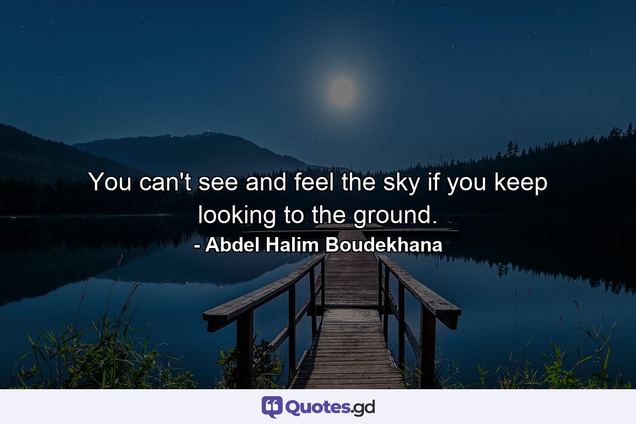 You can't see and feel the sky if you keep looking to the ground. - Quote by Abdel Halim Boudekhana