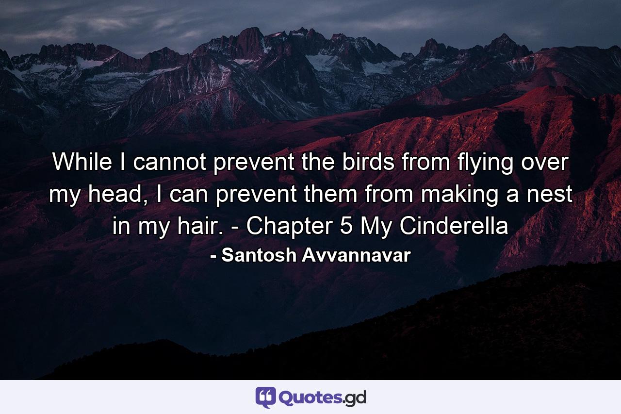 While I cannot prevent the birds from flying over my head, I can prevent them from making a nest in my hair. - Chapter 5 My Cinderella - Quote by Santosh Avvannavar