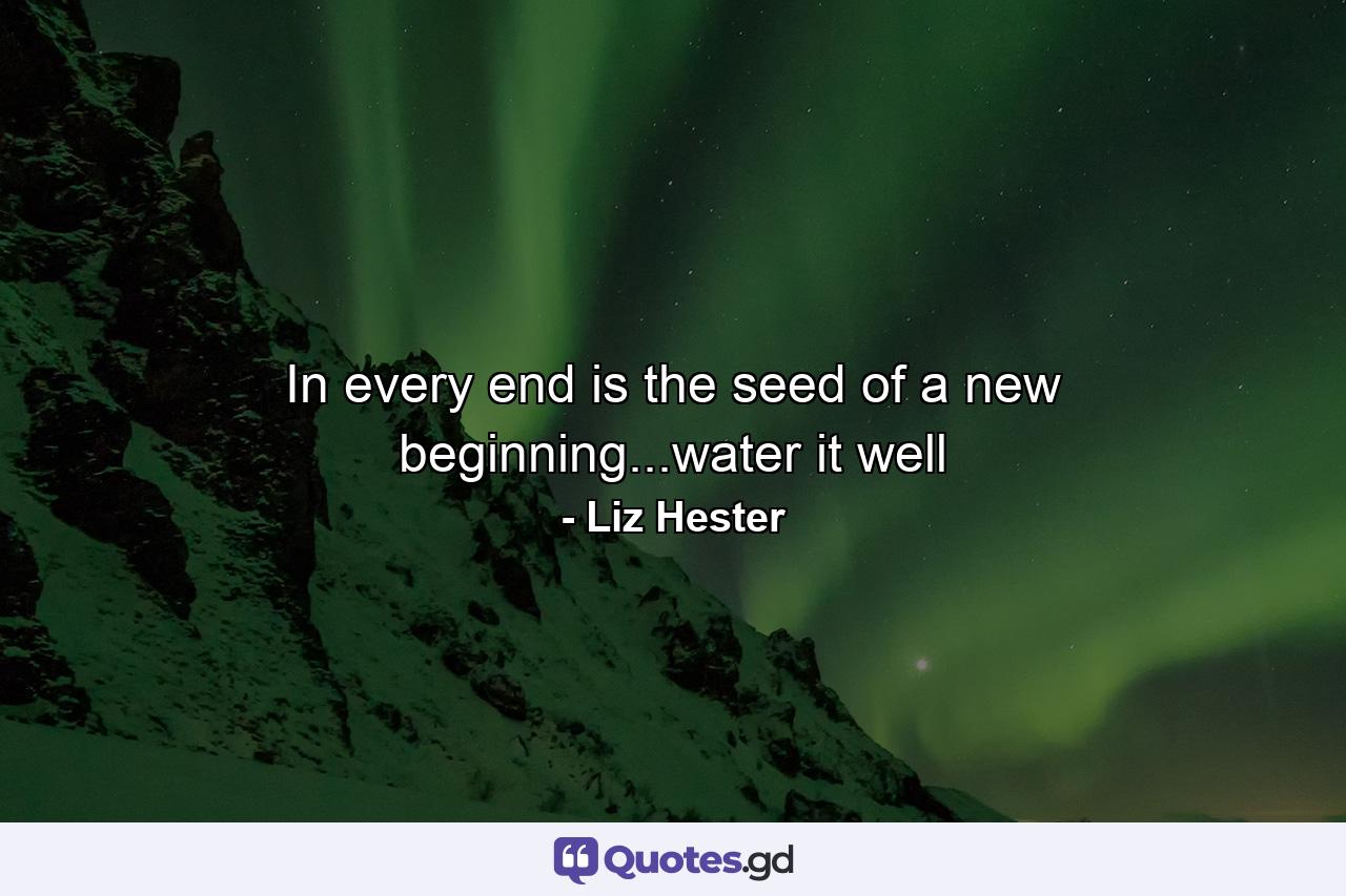 In every end is the seed of a new beginning...water it well - Quote by Liz Hester