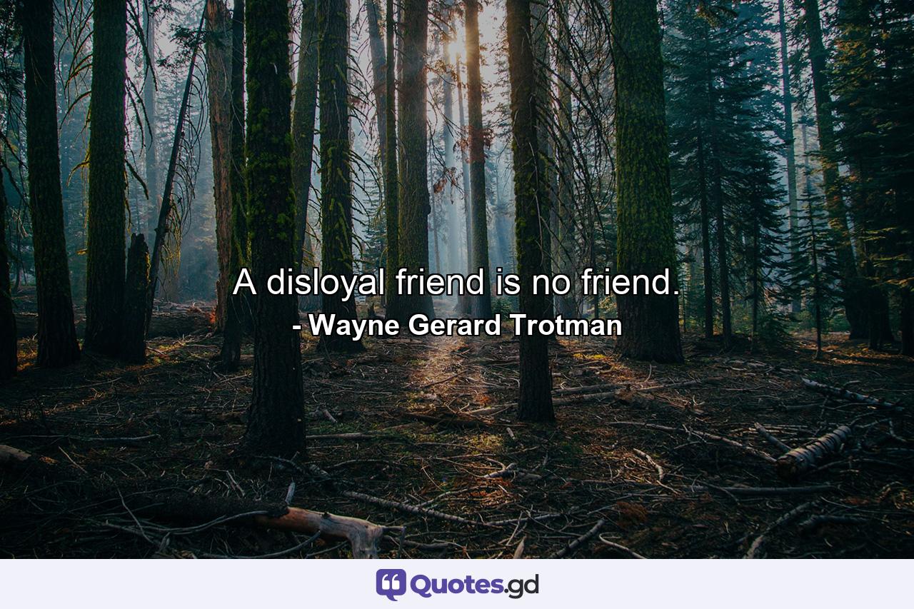 A disloyal friend is no friend. - Quote by Wayne Gerard Trotman