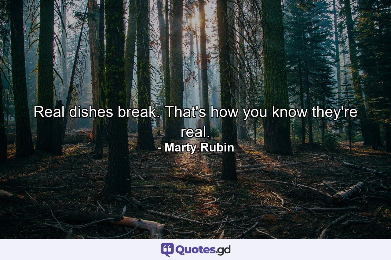 Real dishes break. That's how you know they're real. - Quote by Marty Rubin