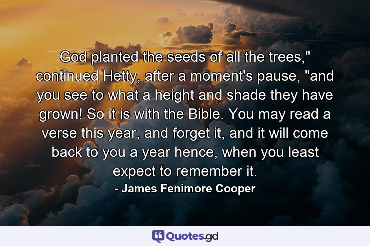 God planted the seeds of all the trees,