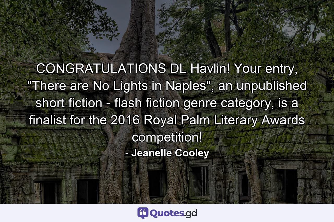 CONGRATULATIONS DL Havlin! Your entry, 