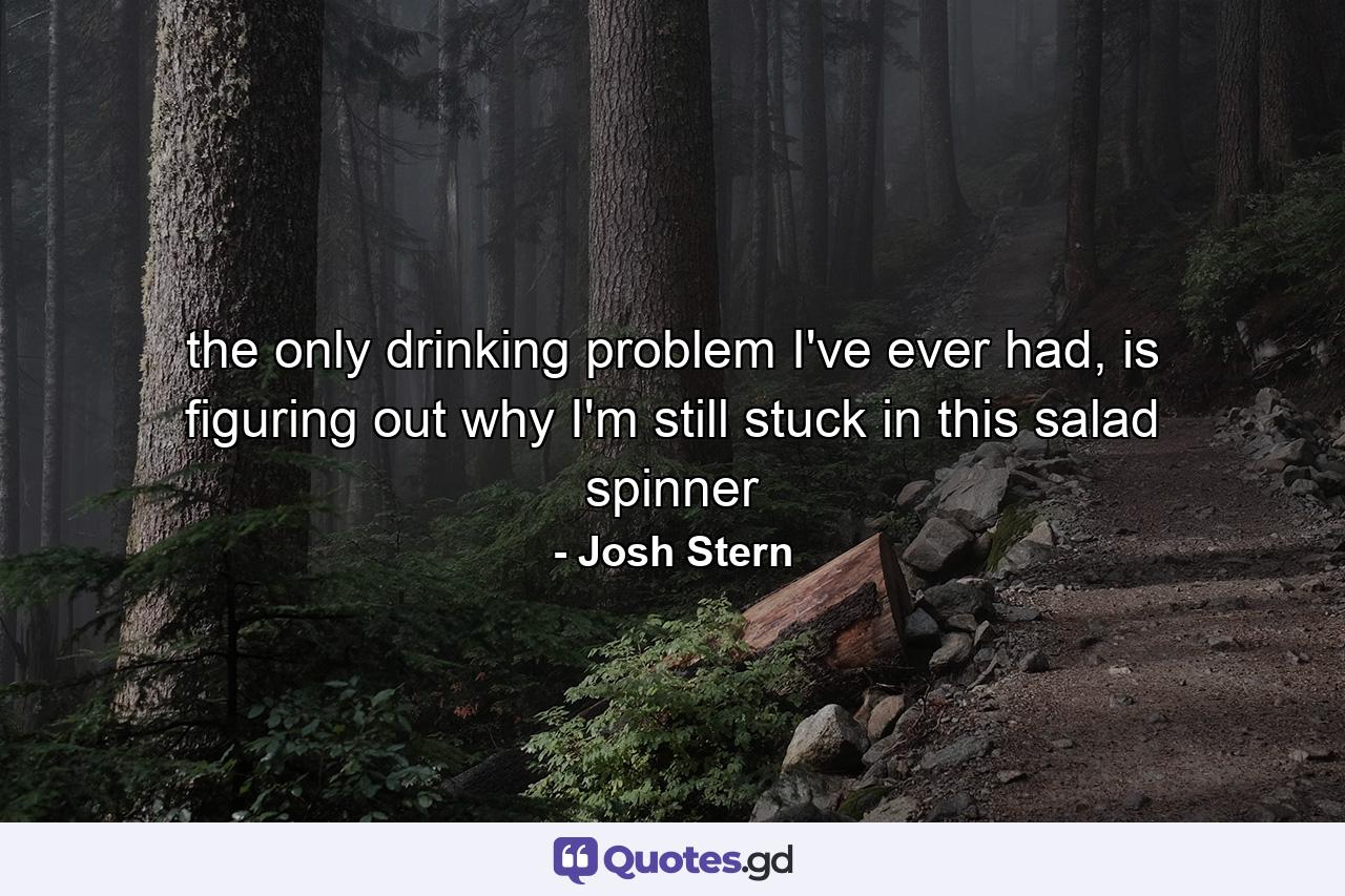 the only drinking problem I've ever had, is figuring out why I'm still stuck in this salad spinner - Quote by Josh Stern