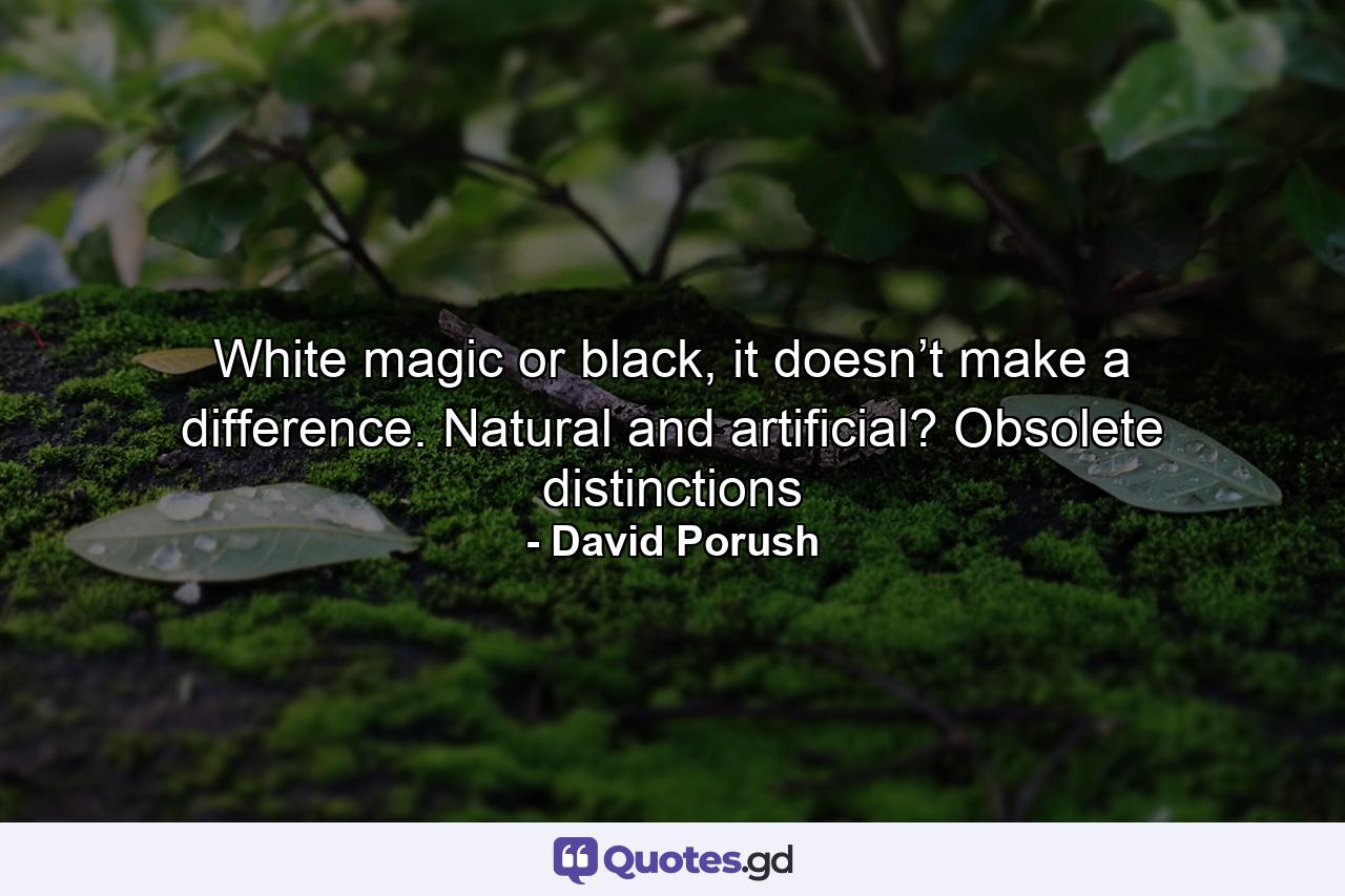 White magic or black, it doesn’t make a difference. Natural and artificial? Obsolete distinctions - Quote by David Porush
