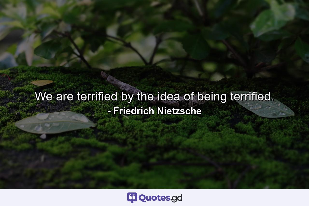 We are terrified by the idea of being terrified. - Quote by Friedrich Nietzsche