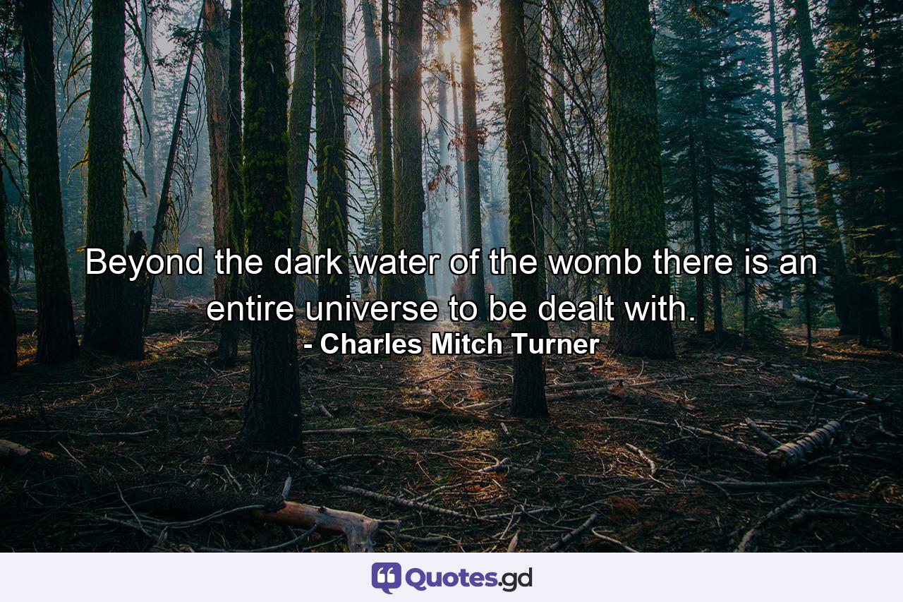 Beyond the dark water of the womb there is an entire universe to be dealt with. - Quote by Charles Mitch Turner