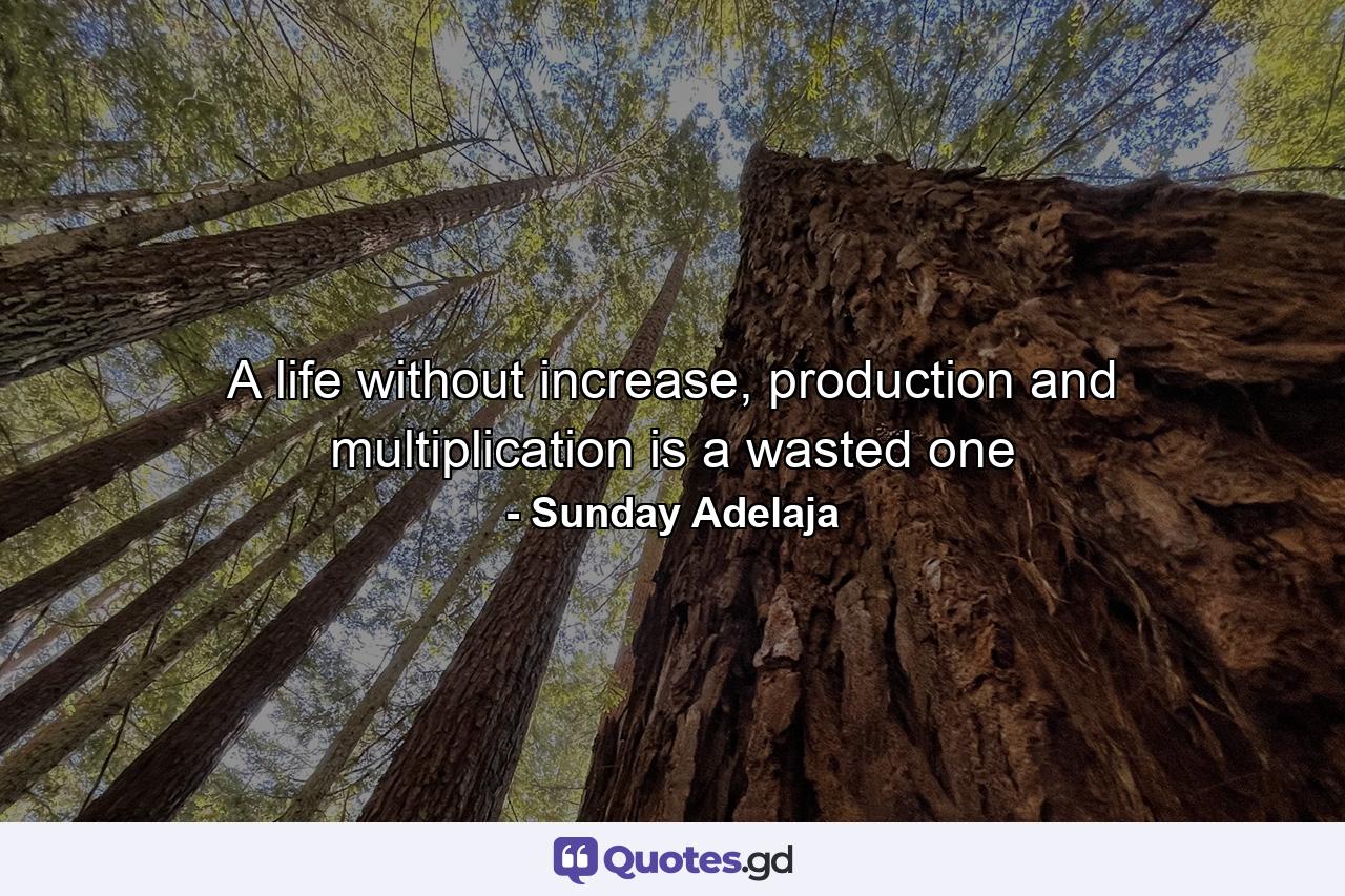 A life without increase, production and multiplication is a wasted one - Quote by Sunday Adelaja