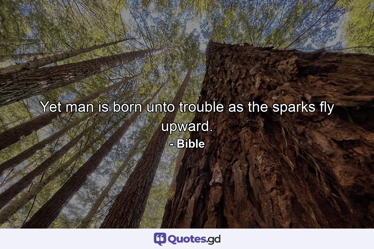 Yet man is born unto trouble  as the sparks fly upward. - Quote by Bible