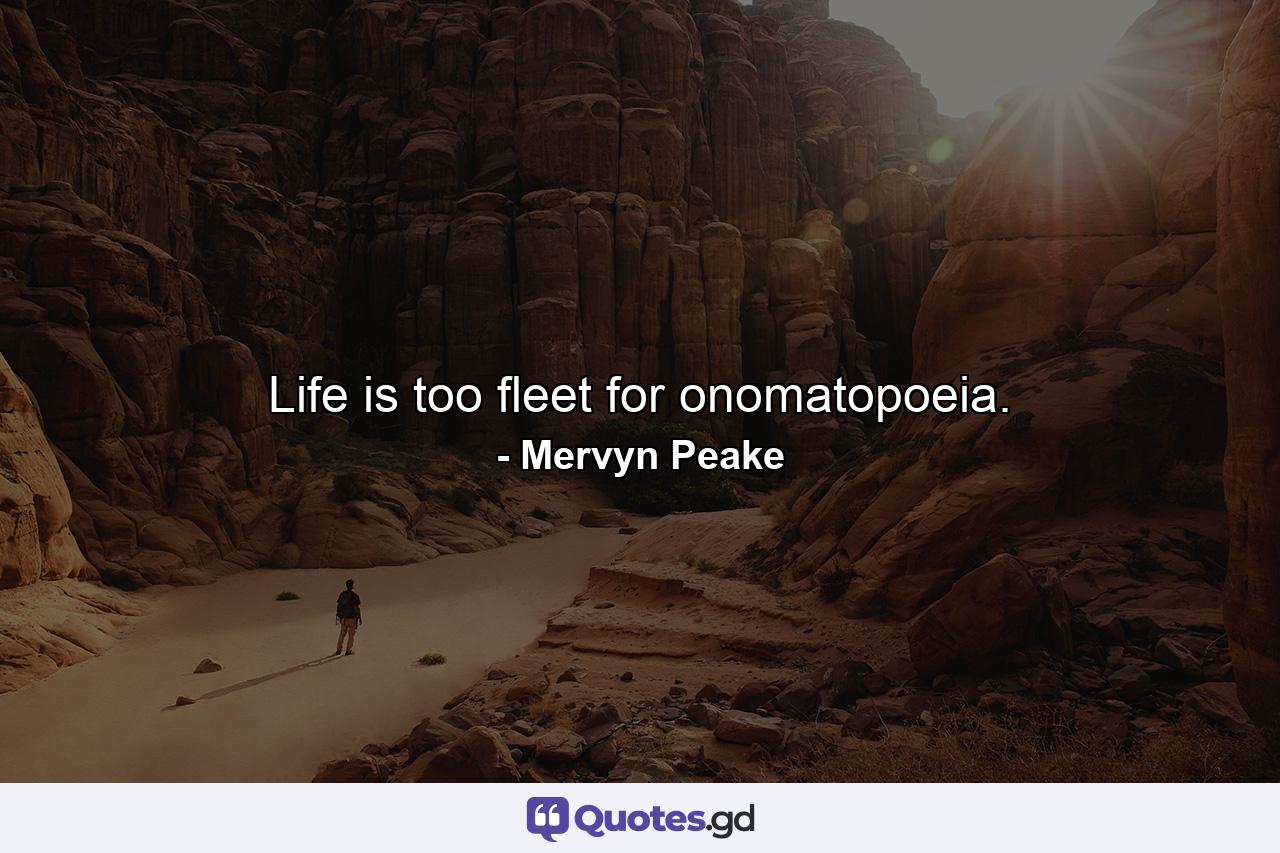 Life is too fleet for onomatopoeia. - Quote by Mervyn Peake