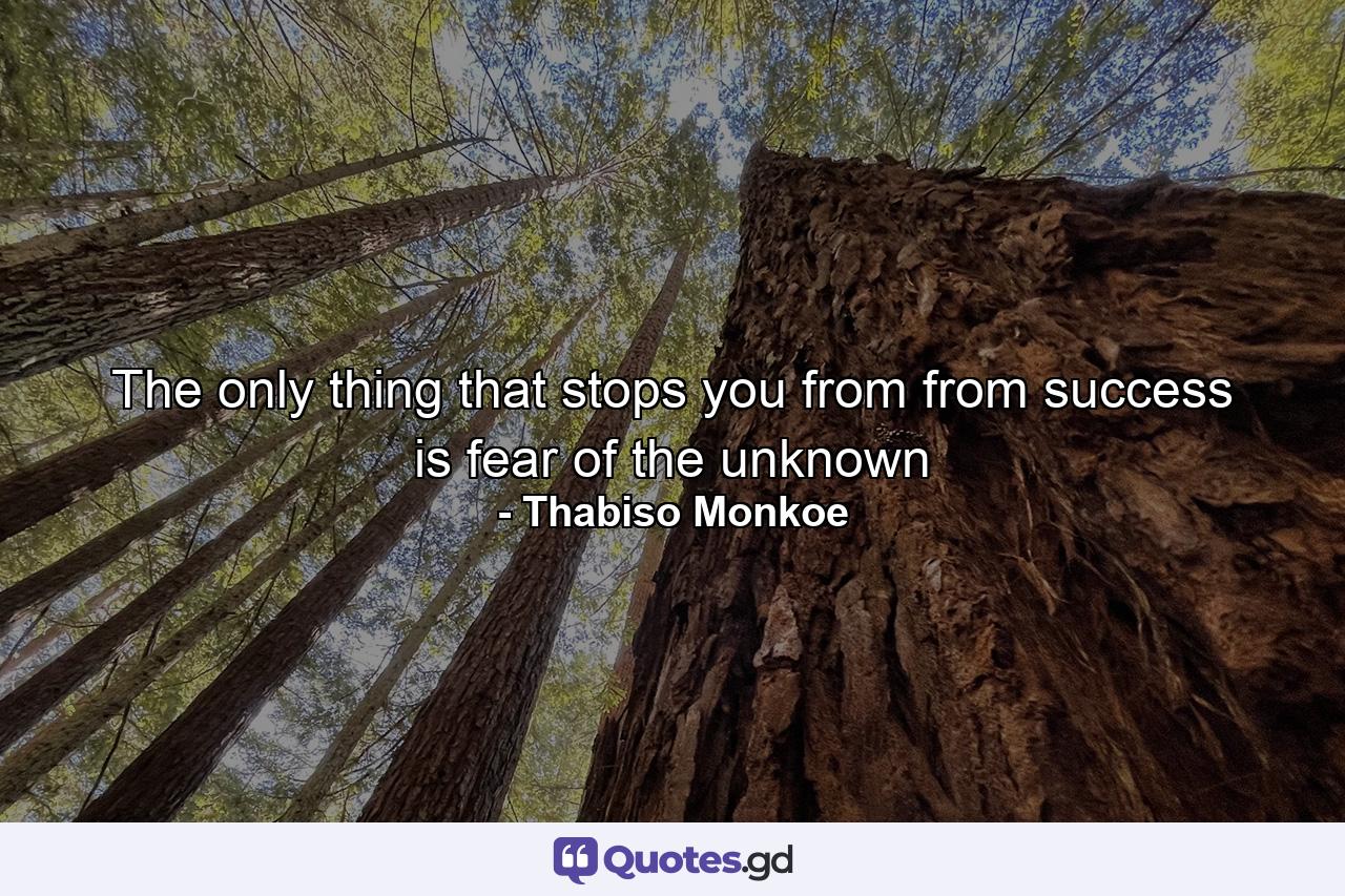 The only thing that stops you from from success is fear of the unknown - Quote by Thabiso Monkoe