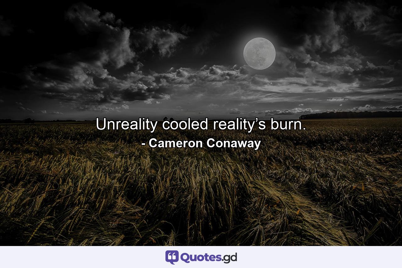 Unreality cooled reality’s burn. - Quote by Cameron Conaway