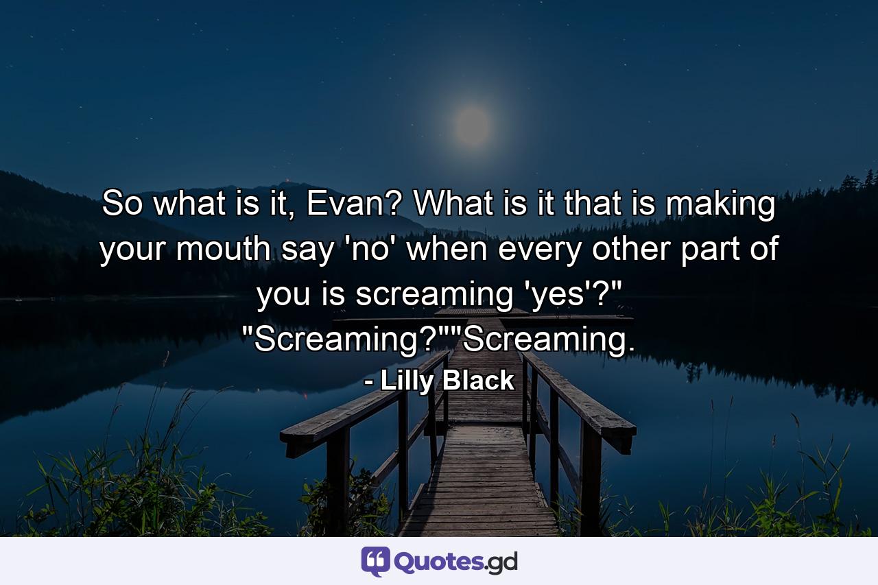 So what is it, Evan? What is it that is making your mouth say 'no' when every other part of you is screaming 'yes'?