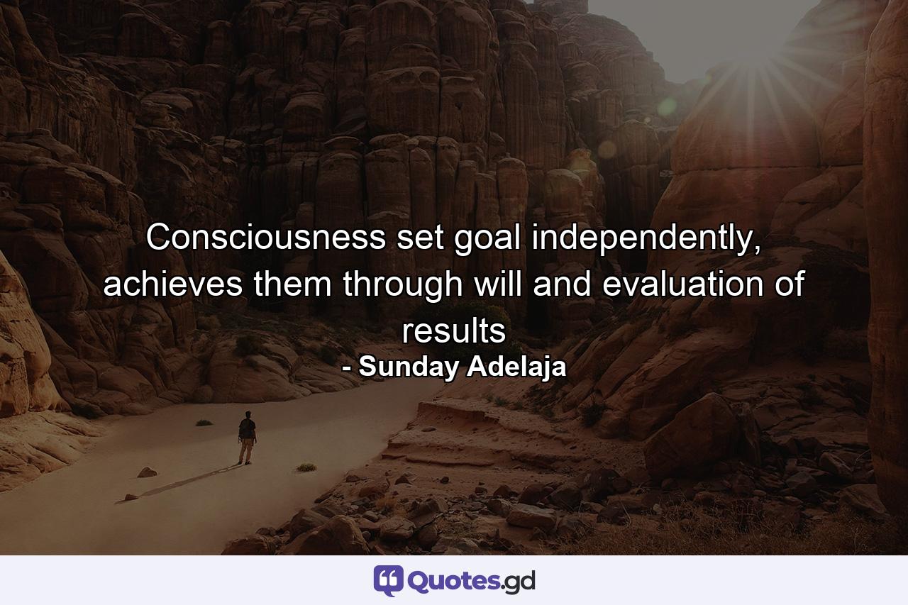 Consciousness set goal independently, achieves them through will and evaluation of results - Quote by Sunday Adelaja