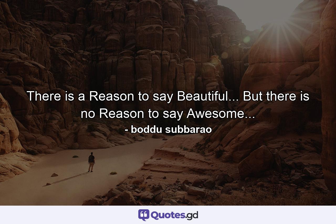 There is a Reason to say Beautiful... But there is no Reason to say Awesome... - Quote by boddu subbarao