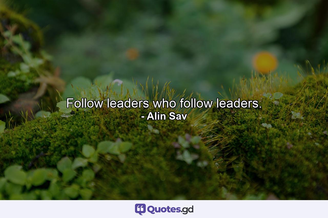 Follow leaders who follow leaders. - Quote by Alin Sav