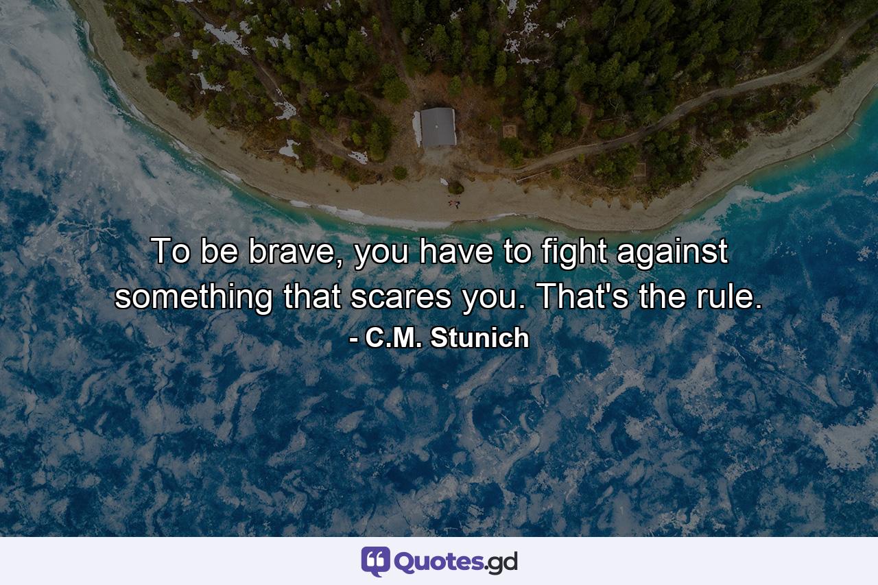 To be brave, you have to fight against something that scares you. That's the rule. - Quote by C.M. Stunich